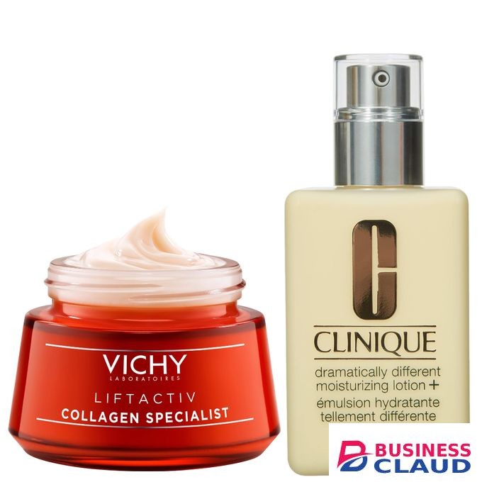 Vichy Niacinamide B3, Vitamin Cg Liftactiv Collagen Specialist Face Cream + Clinique Moisturizing Lotion. Gives a youthful-looking glow, Removes Dark Spots, Skin Dullness, Wrinkles, Evens the skin tone, Firms, Brightens, Is Anti-Aging & Hydrates