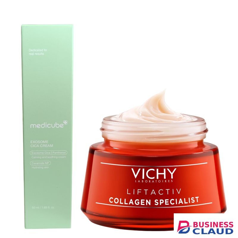Medicube Exosome Cica Cream For Calming & Soothing + Vichy Niacinamide B3 & Vitamin Cg Collagen Specialist Face Cream. Removes Dark Spots, Wrinkles, Evens, Reduce Redness, Breakouts, Soothes Irritations, Acne, Minimizes Pore, Gives A Glass Glow, Firms & B