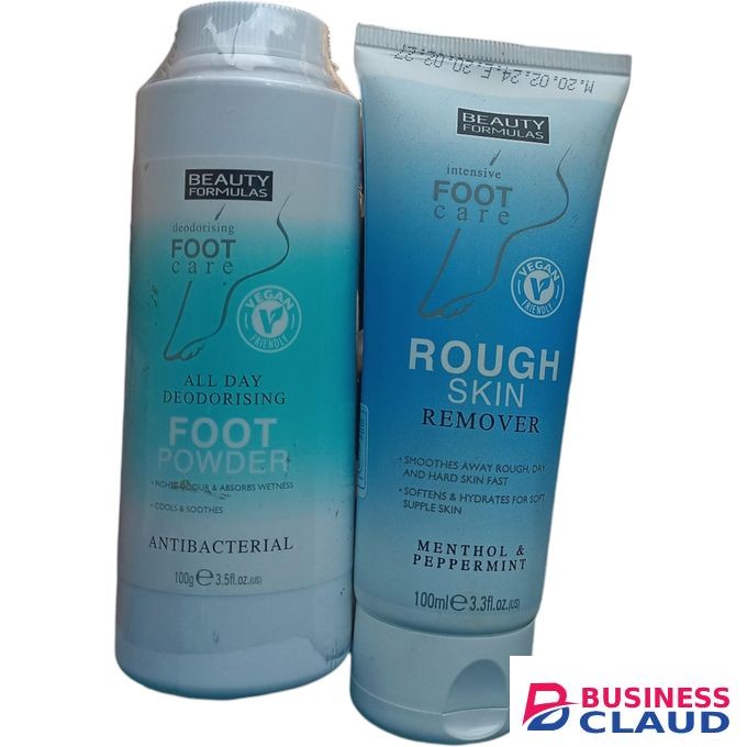 Beauty Formulas All Day Deodirising FOOT POWDER + Intensive Foot Care ROUGH SKIN REMOVER jm