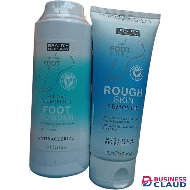 Beauty Formulas All Day Deodirising FOOT POWDER + Intensive Foot Care ROUGH SKIN REMOVER jm