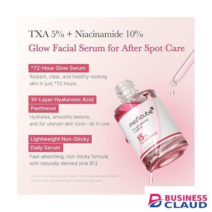 Medicube TXA+Niacinamide 15% Glow Facial Serum For After Spot Care, All-in-One Daily Korean Skincare, Uneven Skin Tone, Texture, And Hydration Care High-Potency Tranexamic Acid 5%