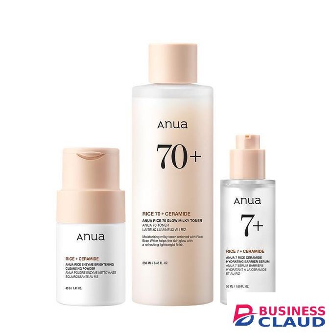 Anua Korean Rice Glass Skin set, Rice enzyme mask, Facial cleanser, Lightweight Milky Toner, Brightening serum, Comfort skincare