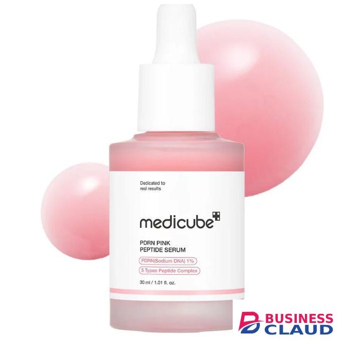 Medicube PDRN Pink Peptide Serum 30ml Korean anti-aging ampoule designed to firm, brighten, and hydrate skin using 10,000 ppm Salmon PDRN.