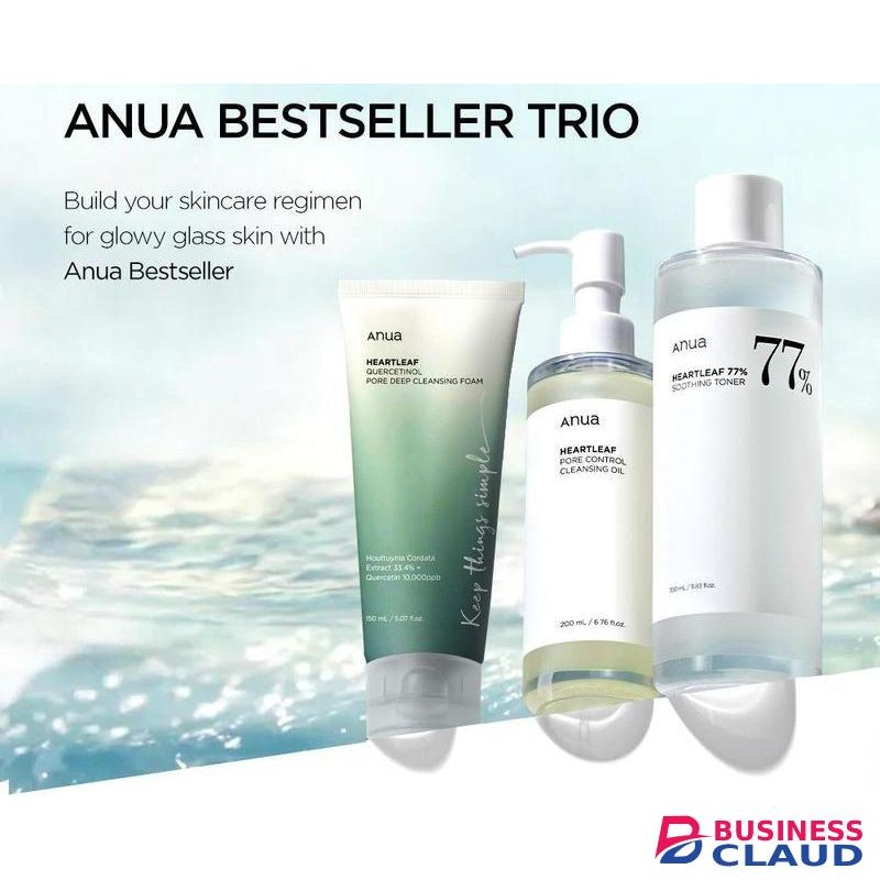 Anua Essential Cleansing Trio (Oil Cleanser + Deep Cleansing Foam + Calming Toner), Gentle Korean Skincare, Facial cleanser