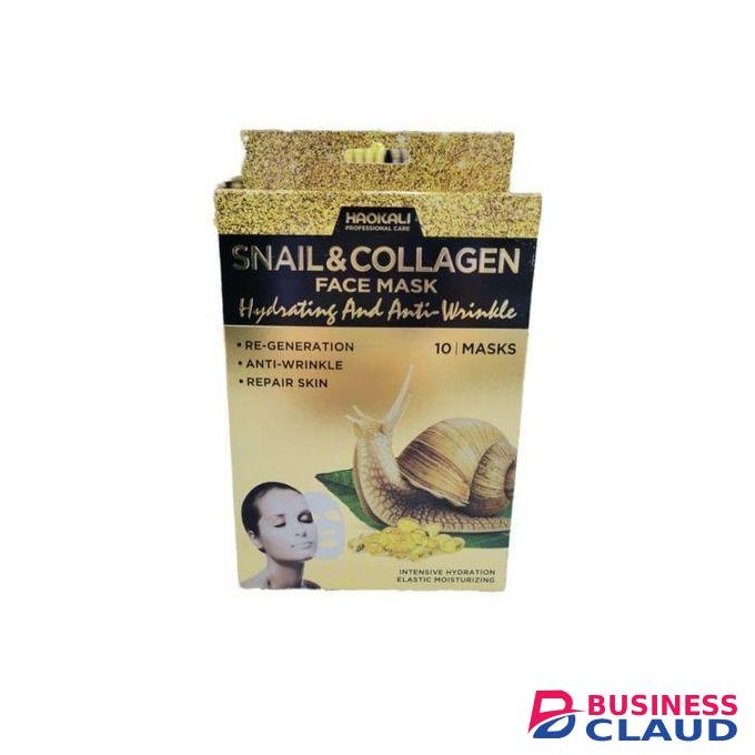 Haokali 10Pcs Snail & Collagen Facial Mask Sheet Face Mask