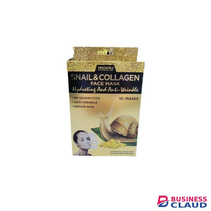 Haokali 10Pcs Snail & Collagen Facial Mask Sheet Face Mask