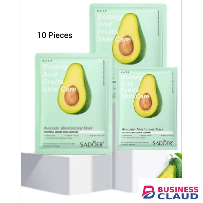 SADOER 10 Pieces Ovacado Anti Wrinkle Moisturizing Skin Care Mixed Fruit Facial Mask Collagen Face Mask Moisturizing Refreshing Sheet Masks
