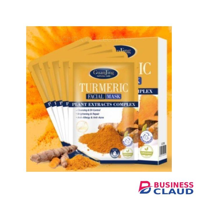 Guanjing 10Pcs Turmeric Facial Mask Sheets Cleansing Face Masks