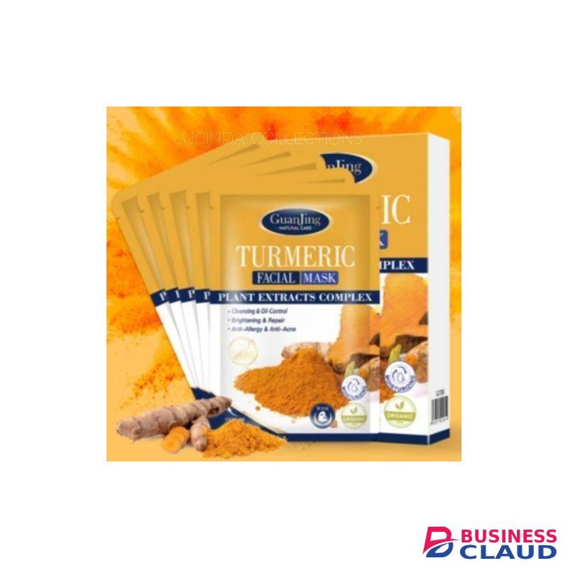 Guanjing 10Pcs Turmeric Facial Mask Sheets Cleansing Face Masks