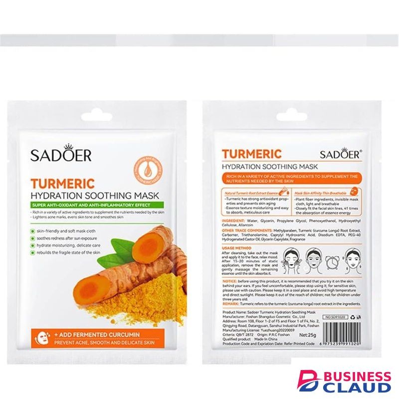 SADOER 10pcs Turmeric Face Mask, Sheet Mask Skincare For Acne, Dark Spots And Wrinkles, Skincare For Cleanse Face, Shrink Pores And Nourishing Skin And Oil Balance