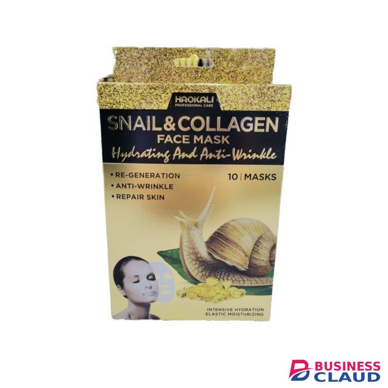 Haokali 10Pcs Snail & Collagen Facial Mask