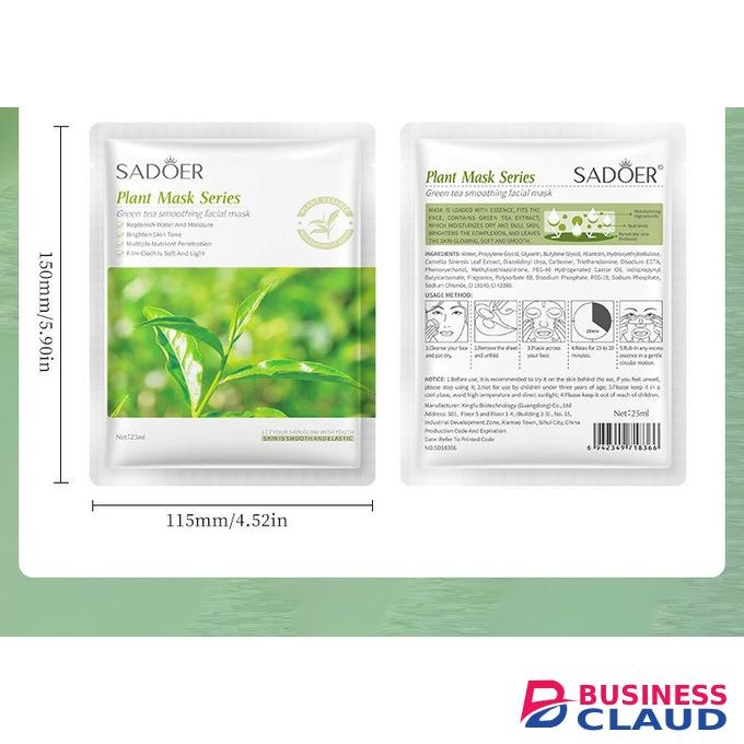 SADOER Green tea Facial Sheet Mask Tissue Face Mask Fruit Extract Moisturizing