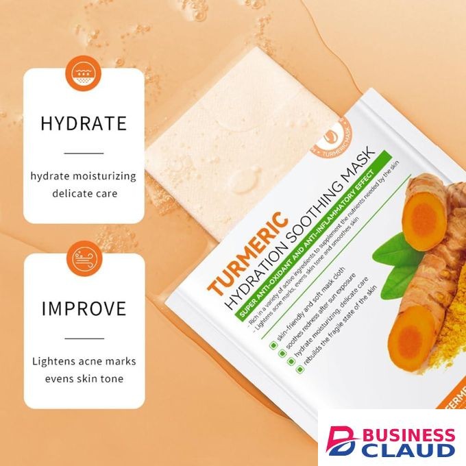 SADOER 2pcs Turmeric Face Mask, Sheet Mask Skincare For Acne, Dark Spots And Wrinkles, Skincare For Cleanse Face, Shrink Pores And Nourishing Skin And Oil Balance