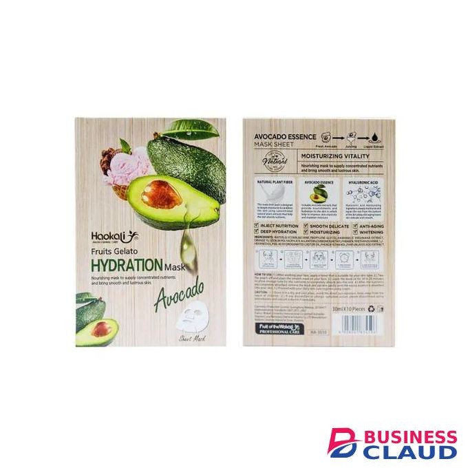 Haokali 10Pcs Avocado Facial Mask Sheet Hydration Fruits Face Masks