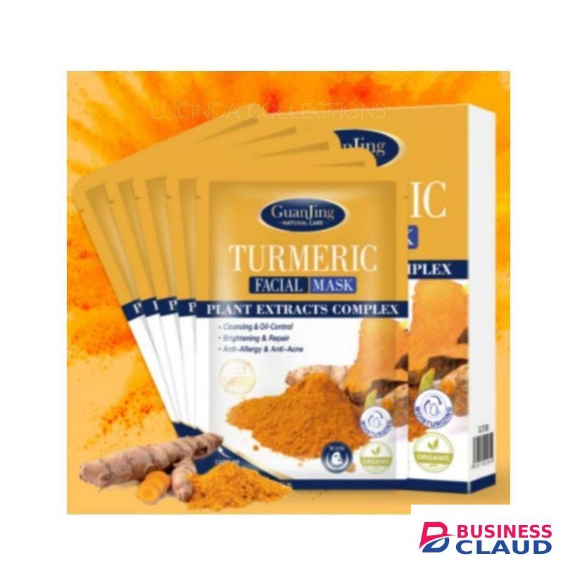 Guangin 10pcs Organic Turmeric Facial Mask Sheets For Oil Control,Cleansing,Repair, Brightening,anti-allergy& Anti-acne