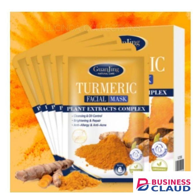 Guangin 10pcs Organic Turmeric Facial Mask Sheets For Oil Control,Cleansing,Repair, Brightening,anti-allergy& Anti-acne