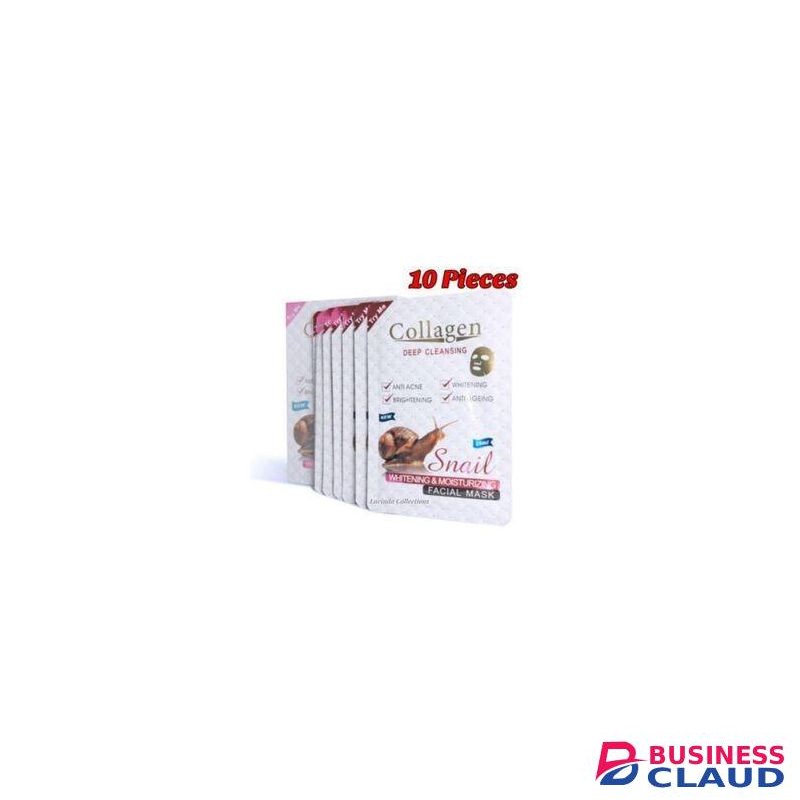 Pei Mei 10Pcs Collagen Snail Whitening & Moisturizing Facial Masks