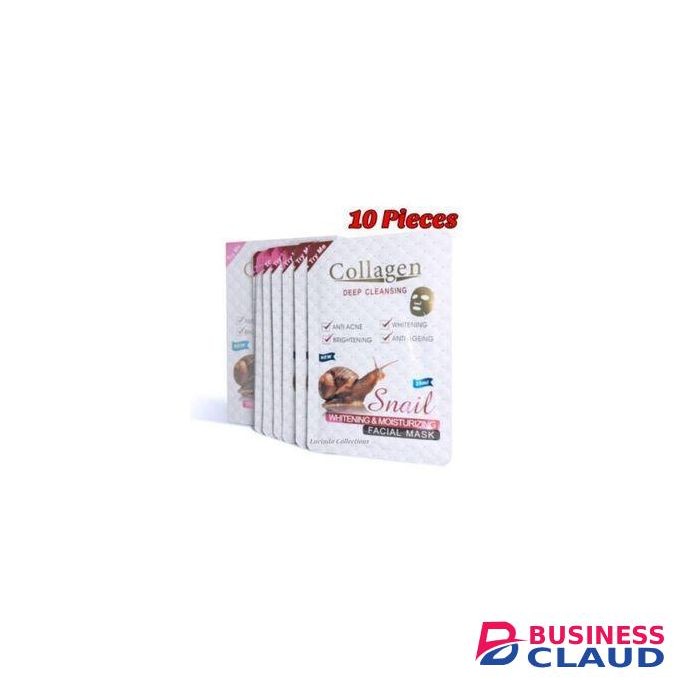 Pei Mei 10Pcs Collagen Snail Whitening & Moisturizing Facial Masks