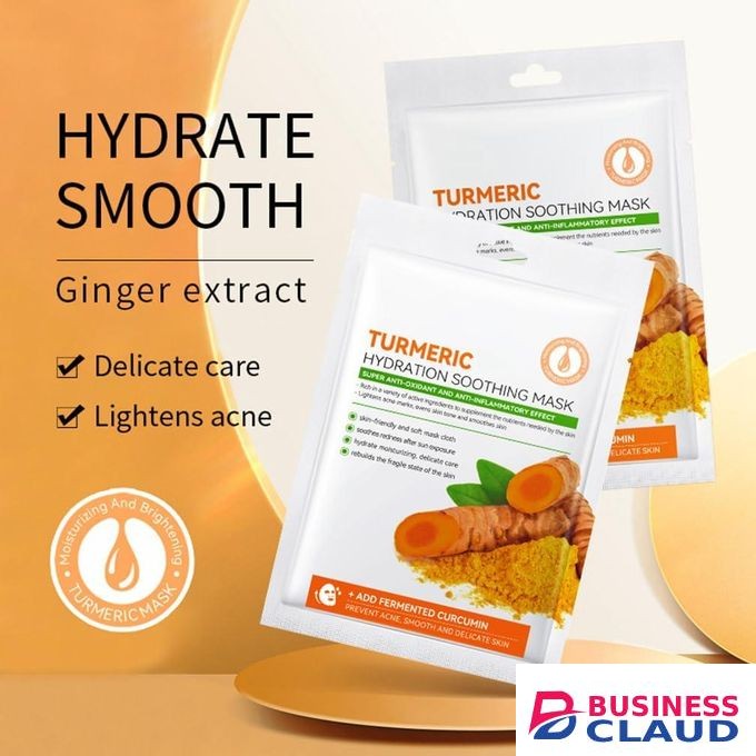 SADOER 5pcs Turmeric Face Mask, Sheet Mask Skincare For Acne, Dark Spots And Wrinkles, Skincare For Cleanse Face, Shrink Pores And Nourishing Skin And Oil Balance