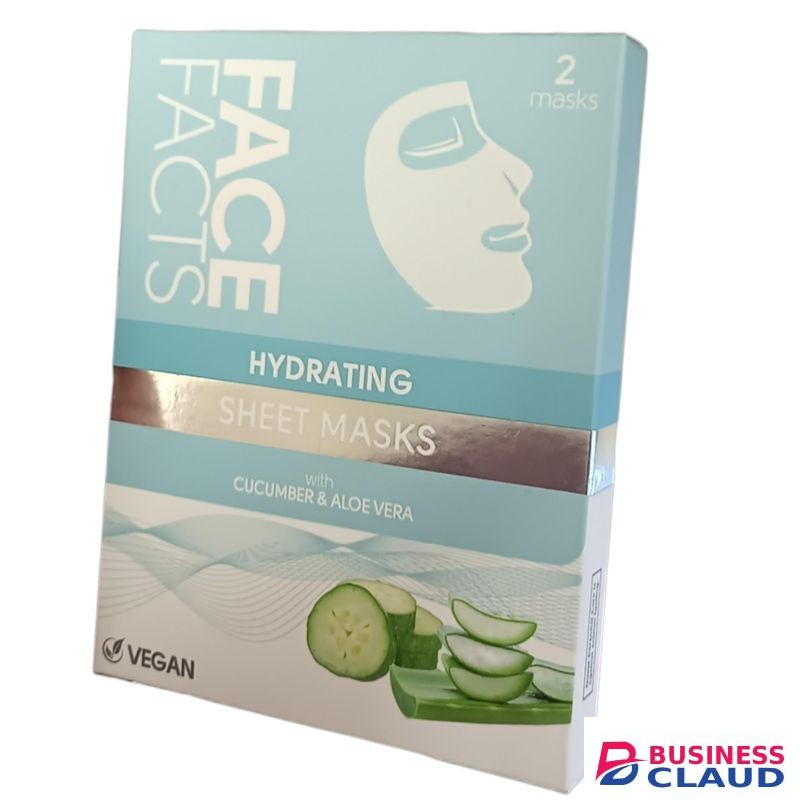 Face Facts Hydrating FACE SHEET MASKS With Cucumber Aloe Vera Vegan SOOTHING COOLING nk