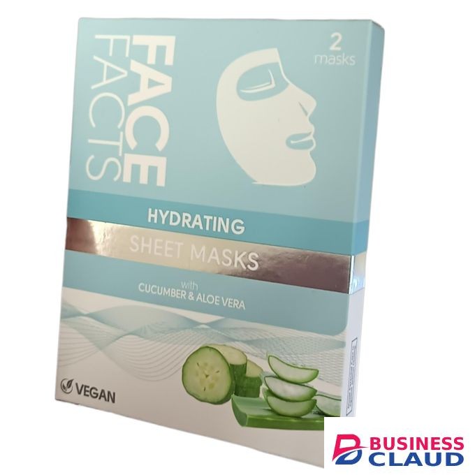 Face Facts Hydrating FACE SHEET MASKS With Cucumber Aloe Vera Vegan SOOTHING COOLING nk