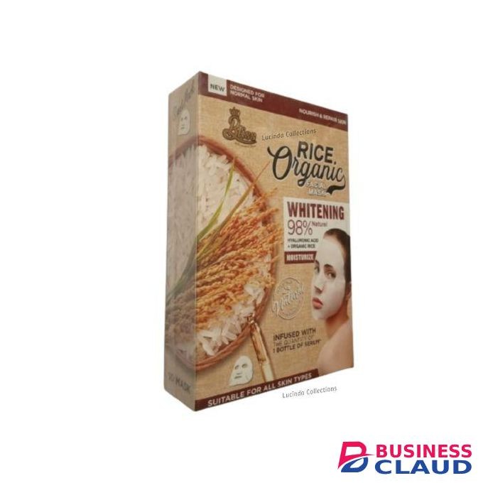 Bliss 10Pcs Rice Organic Facial Masks Face Sheets Hyaluronic Acid