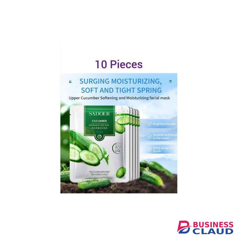 SADOER 10 Pieces CUCUMBER Anti Wrinkle Moisturizing Skin Care Mixed Fruit Facial Mask Collagen Face Mask Moisturizing Refreshing Sheet Masks Facial Sheet Mask with Cucumber Extract - Soothing & Hydrating