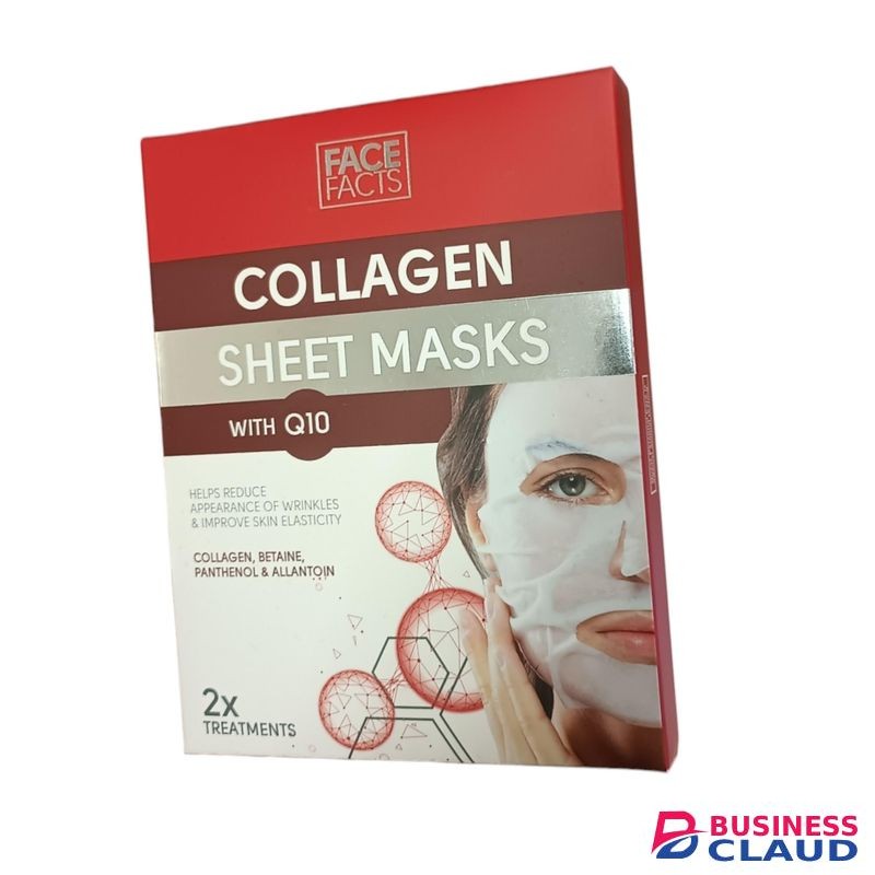 Face Facts COLLAGEN Face Masks With Q10 WRINKLES SKIN ELASTICITY Betaine Panthenol & Allantoin 2X Treatments nk