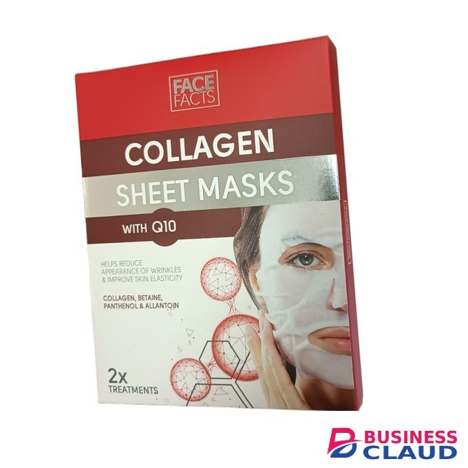 Face Facts COLLAGEN Face Masks With Q10 WRINKLES SKIN ELASTICITY Betaine Panthenol & Allantoin 2X Treatments nk