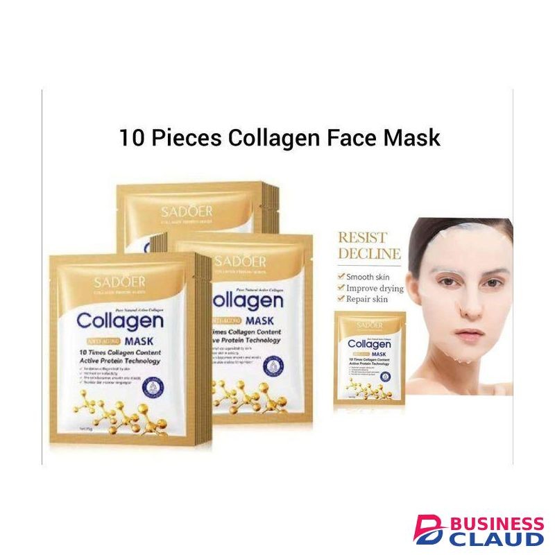SADOER ADOER 10 Pieces Collagen Face Mask Anti-Aging Face Mask Moisturizing Firming Anti-aging Repair Brightening Facial Sheet Mask Minimize Wrinkles, Restores Skin Elasticity & Firmness
