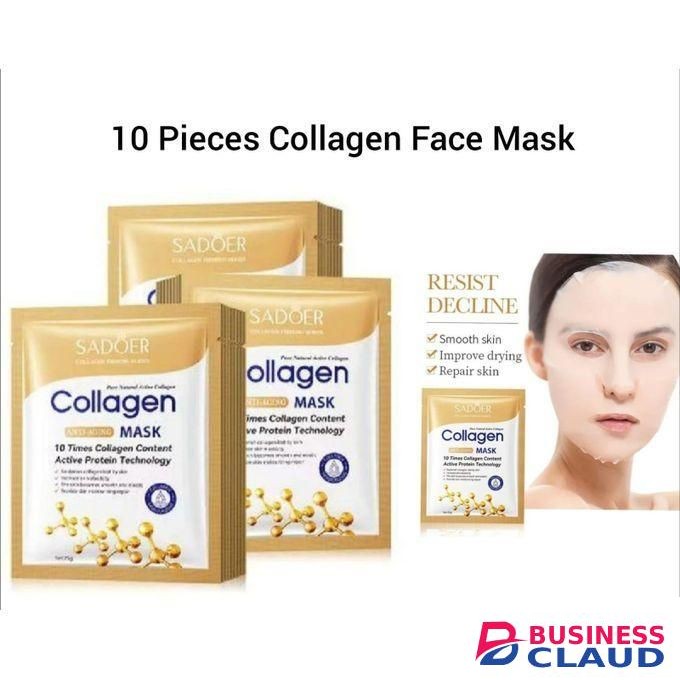 SADOER ADOER 10 Pieces Collagen Face Mask Anti-Aging Face Mask Moisturizing Firming Anti-aging Repair Brightening Facial Sheet Mask Minimize Wrinkles, Restores Skin Elasticity & Firmness