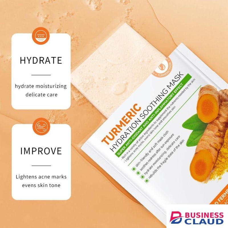 SADOER 5 pcs Turmeric Face Mask, Sheet Mask Skincare For Acne, Dark Spots And Wrinkles, Skincare For Cleanse Face, Shrink Pores And Nourishing Skin And Oil Balance
