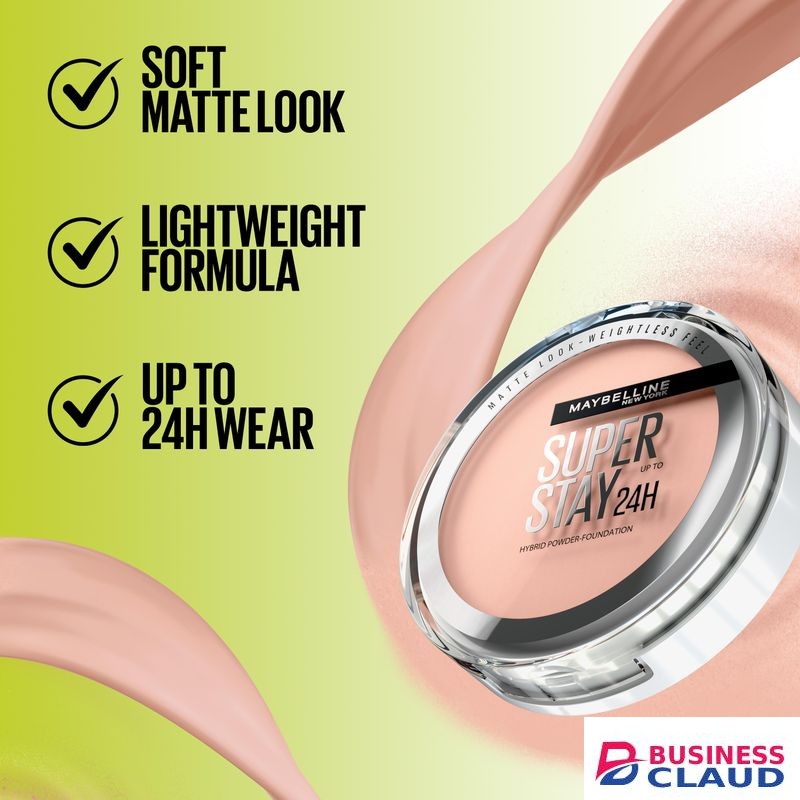 Maybelline SuperStay Hybrid Powder - Foundation Shade 40, Long-lasting 24H Wear, Medium to Full Coverage, Transfer, Water & Sweat Resistant