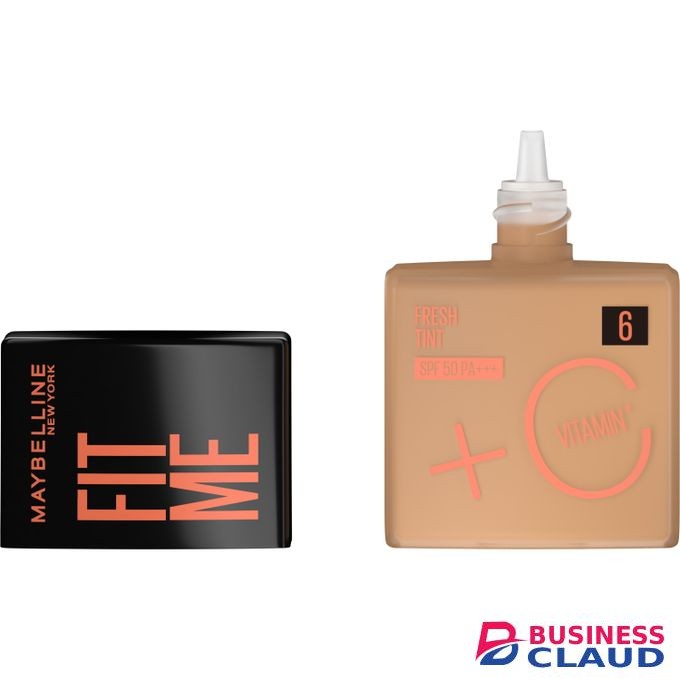 Maybelline FitMe Fresh Tint Shade 06 with Vitamin C and SPF50, Upto 24HR Longwear, Radiant Light-to-Medium Coverage Foundation