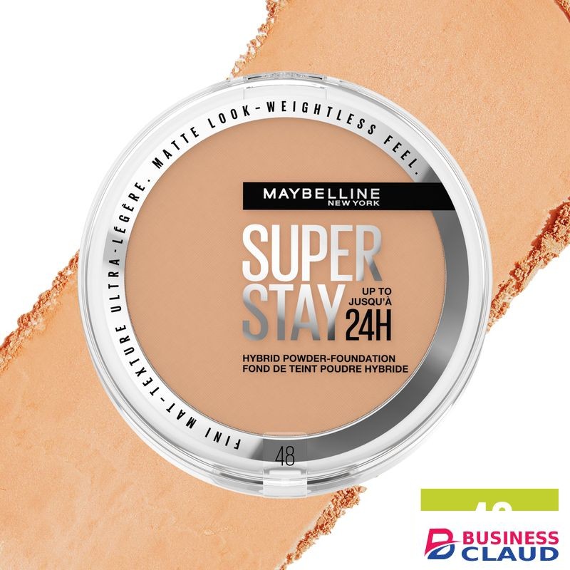 Maybelline Superstay Hybrid Powder - Foundation Shade 48, Long-lasting 24H Wear, Medium to Full Coverage, Transfer, Water & Sweat Resistant