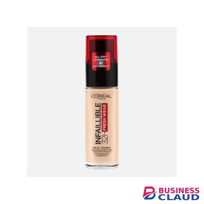 L'Oréal Infallible 32H Fresh Wear Liquid Foundation -100 Linen, With Vitamin C and SPF 25, Full Coverage, Lightweight Breathable Longwear Foundation