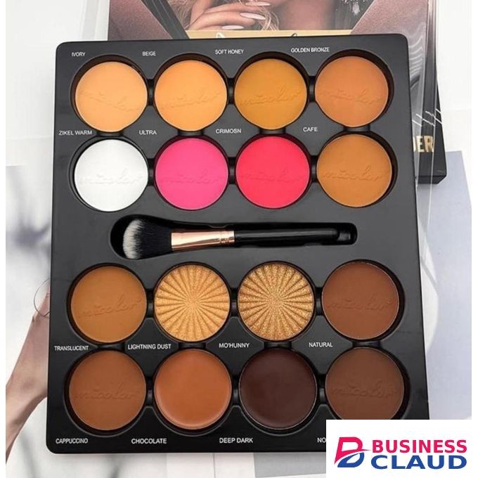 16 in 1 Contour palette, powders, Highligher, blush, contour powder palette + FREE makeup brushes