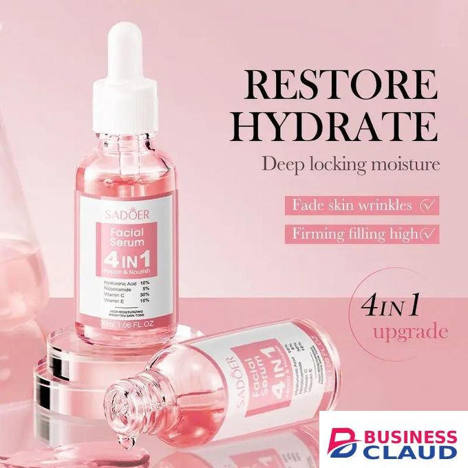 SADOER 4 In 1 Hyaluronic Acid Nicotinamide Vitamin C 30 % Vitamin E Facial Serum Anti Wrinkle Repair Whitening Serum
