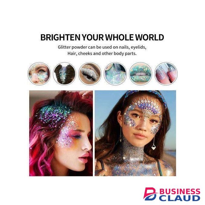 9-Color Glitter Eyeshadow Palette – Long-Lasting Shimmer Makeup for Face, Eyes, Hands & Lips - Professional & Party-Ready Sparkle Kit