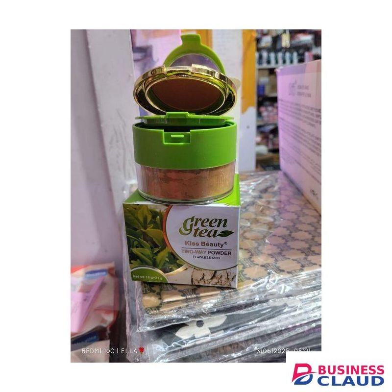 Green Tea Natural Matte Finishing Powder+FREE Beauty Blender Sponge+Powder Sponge