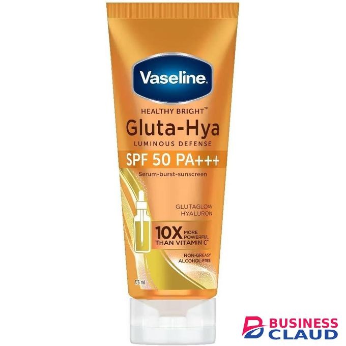 Vaseline Healthy Bright Gluta-HYA Serum Burst Sunscreen SPF50 PA+++ Luminous Defense Face Body Lotion