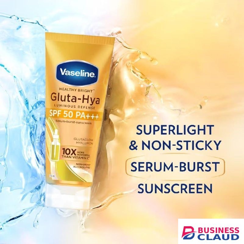Vaseline Healthy Bright Gluta-HYA Serum Burst Sunscreen SPF50 PA+++ Luminous Defense Face Body Lotion