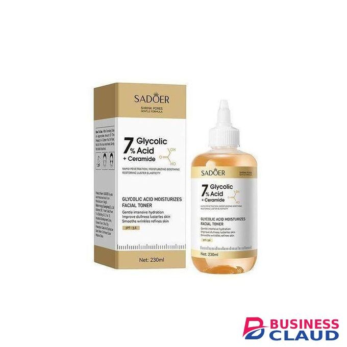 SADOER 7% Glycolic Acid + Ceramide Facial Toner – 230ml Exfoliating & Hydrating Toner for Bright, Smooth, Healthy Skin