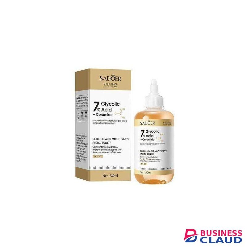 SADOER 7% Glycolic Acid + Ceramide Facial Toner – 230ml Exfoliating & Hydrating Toner for Bright, Smooth, Healthy Skin