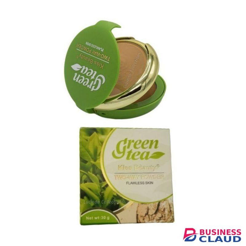Kiss Beauty ORIGINAL 2in1 Green Tea Two Way Powder Flawless Skin Compact Pressed