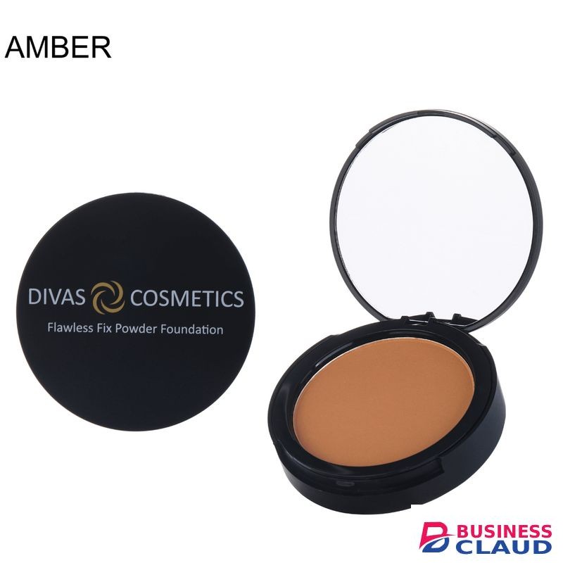 Divas cosmetics Flawless Fix Powder Foundation, 24Hour Full Coverage - Amber