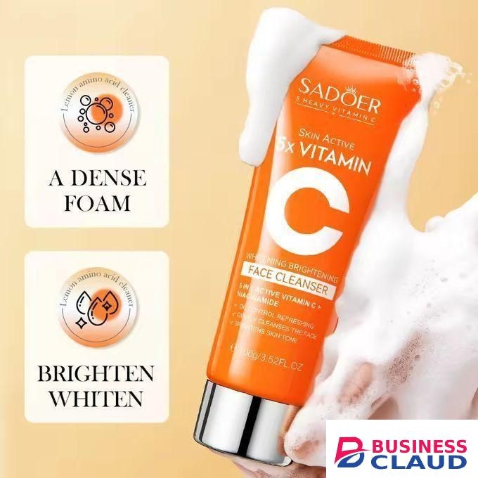 SADOER 3 in 1, Vitamin C Serum + Vitamin C Face Cream + Vitamin C Face Cleanser, 5 x Vitamin C + Niacinamide Trio