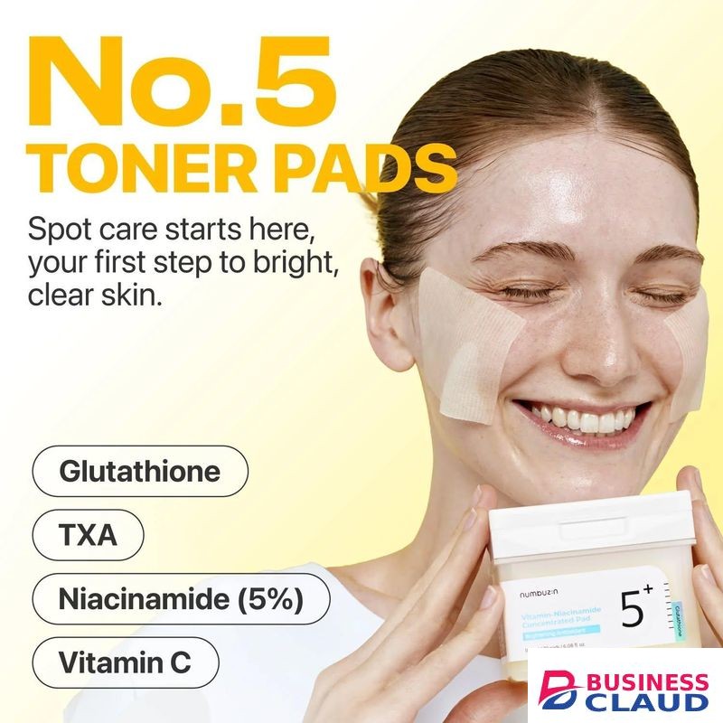 Numbuzin Glutathione Vitamin Concentrated Toner Pads(70pads) with Niacinamide, TXA & Vitamin C. Fades Dark Spots, Acne Marks, Hyperpigmentation, Hydrates, Even the tone & Gently Exfoliate