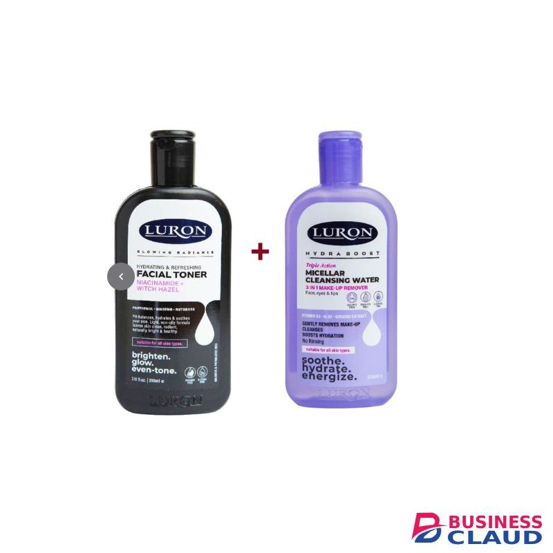 Luron Refreshing & Hydrating Facial Toner + Hydra Boost Tripple Action Micellar Cleansing Water