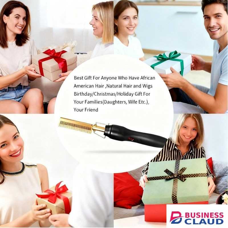 2 in 1 Hot Comb Straightener, Electric Hair Styling Tool for Wet and Dry Use, Dual Flat Iron and Curler, 30cm Heating Comb for Straightening and Styling